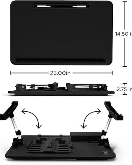 Limitless TotalDesk Portable Modern Workstation and Lap Desk with Adjustable Height & Tilt (Black)