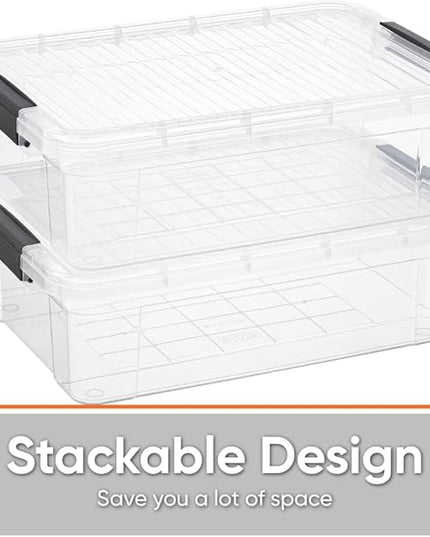 Superio Storage Bins with Lids, Clear Plastic Containers for Organizing, Stackable Totes, BPA Free, Odor Free, Organizer Boxes for Home, and Dorm (8 Pack, 22.75 Qt)