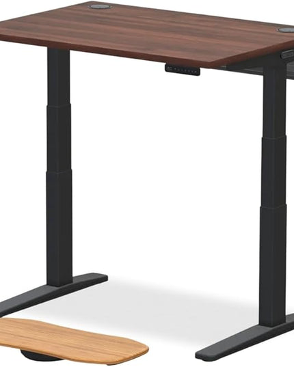 UPLIFTDESK V3 2-Leg Walnut Laminate Wood Standing Desk – Adjustable Height, Advanced 1-Touch Memory Keypad, Under Desk Cable Management, Wire Grommets & Rocker Board (Black C-Frame, 48 x 30 inch)