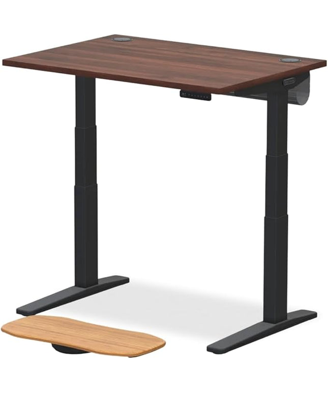 UPLIFTDESK V3 2-Leg Walnut Laminate Wood Standing Desk – Adjustable Height, Advanced 1-Touch Memory Keypad, Under Desk Cable Management, Wire Grommets & Rocker Board (Black C-Frame, 48 x 30 inch)