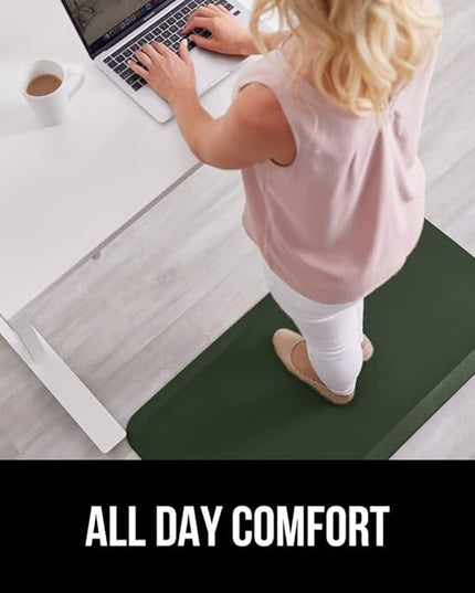 GORILLA GRIP Comfortable Cushioned Kitchen Mats for Floor, 39x20, Waterproof and Stain Resistant Soft Top, 3/4 Inch Thick Ergonomic Standing Desk Anti Fatigue Mat, Foam Supports Feet, Hunter Green