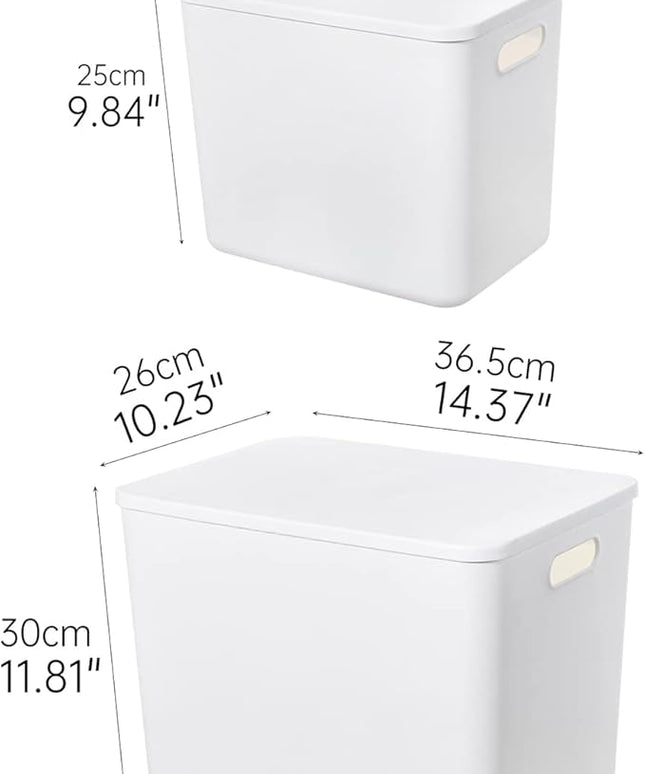 Plastic Storage Baskets Bins Boxes With Lids,Organizing Container White Storage Organizer Bins For Shelves Drawers Desktop Playroom Classroom Office,6-Pack(4XL+2L)