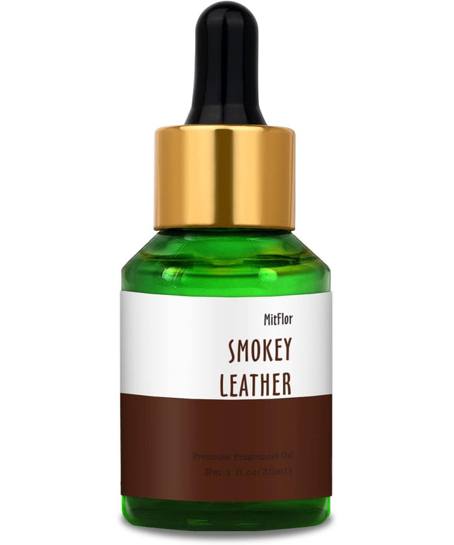 Smokey Leather Fragrance Oil, MitFlor Single Scented Essential Oil for Diffuser, Premium Grade Fragrance Oil for Soap & Candle Making, Men & Woody Scent for Home Fragrance, 30ml
