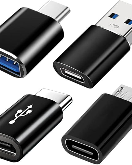 USB C Adapters 4 Pack, USB C to USB 3.0 OTG Adapter, Micro USB to USB C Adapter Compatible with MacBook Pro, Samsung Galaxy, Smartphones, Laptop, PC, in Car and More
