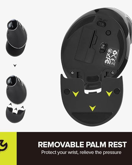 DELUX Ergonomic Vertical Mouse, Wireless Ergo Mouse for Large Hands, 2.4G Connection, Silent Clicks, Up to 1600 DPI,6 Buttons, Removable Wrist Rest, Compatible with Laptop/PC (M618Plus Wireless-Black)