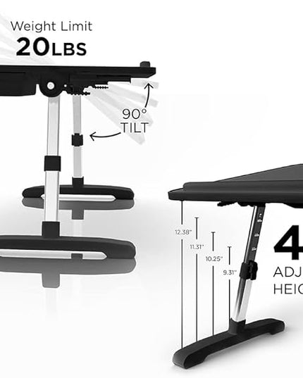 Limitless TotalDesk Portable Modern Workstation and Lap Desk with Adjustable Height & Tilt (Black)