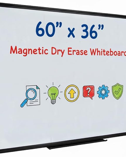 Magnetic Whiteboard 60x36 Inches Black Aluminum Frame, Large Wall Mount White Board Modern Aesthetic Dry Erase Board for Home Office Decor, Creative Studio