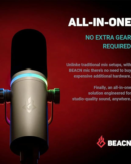 BEACN Light Dynamic USB Mic for PC | Professional Microphone for Podcast, Gaming, Streaming | Studio-Quality Desk Mic for YouTube, Twitch, and Recording | Microphone for PC, Gaming & Streaming