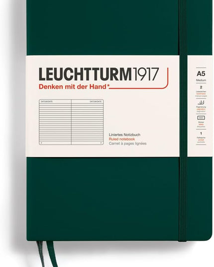 LEUCHTTURM1917 - Notebook Hardcover Medium A5-251 Numbered Pages for Writing and Journaling (Forest Green, Ruled)
