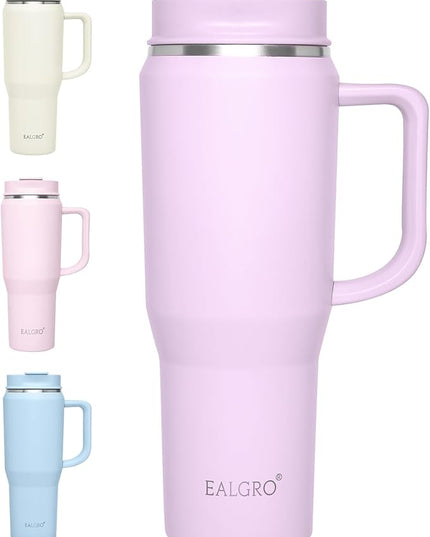 40 oz Tumbler with Handle, Insulated Tumblers with Lid and Straw, Large Metal Sports Water Bottle Jug, Thermal Stainless Steel Travel Coffee Mug Cup, Lavender