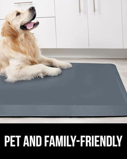 GORILLA GRIP Comfortable Cushioned Kitchen Mats for Floor, Waterproof and Stain Resistant Soft Top, 3/4 Inch Thick Ergonomic Standing Desk Anti Fatigue Mat, Foam Supports Ankles, Feet, 17x24, Charcoal