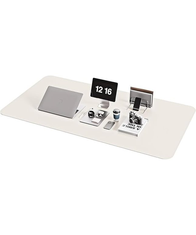 YSAGi Non-Slip Leather Desk Pad XL Size, Waterproof Laptop Computer Desk Keyboard Mat, Table Protector Blotter Mat, Large Mouse Pad for Office/Work/Home/Decor(Apricot Gray, 47.2" x 23.6")-No Band