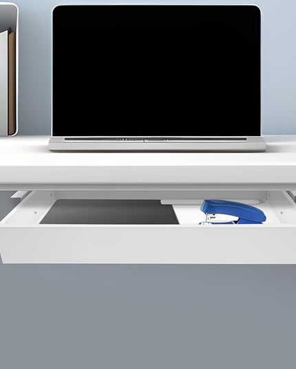 DouSeiAi Under Desk Drawer Slide Out For Office Desk, Storage Organizer For Sit Stand Workstation, 22” x 14” x 3”, White