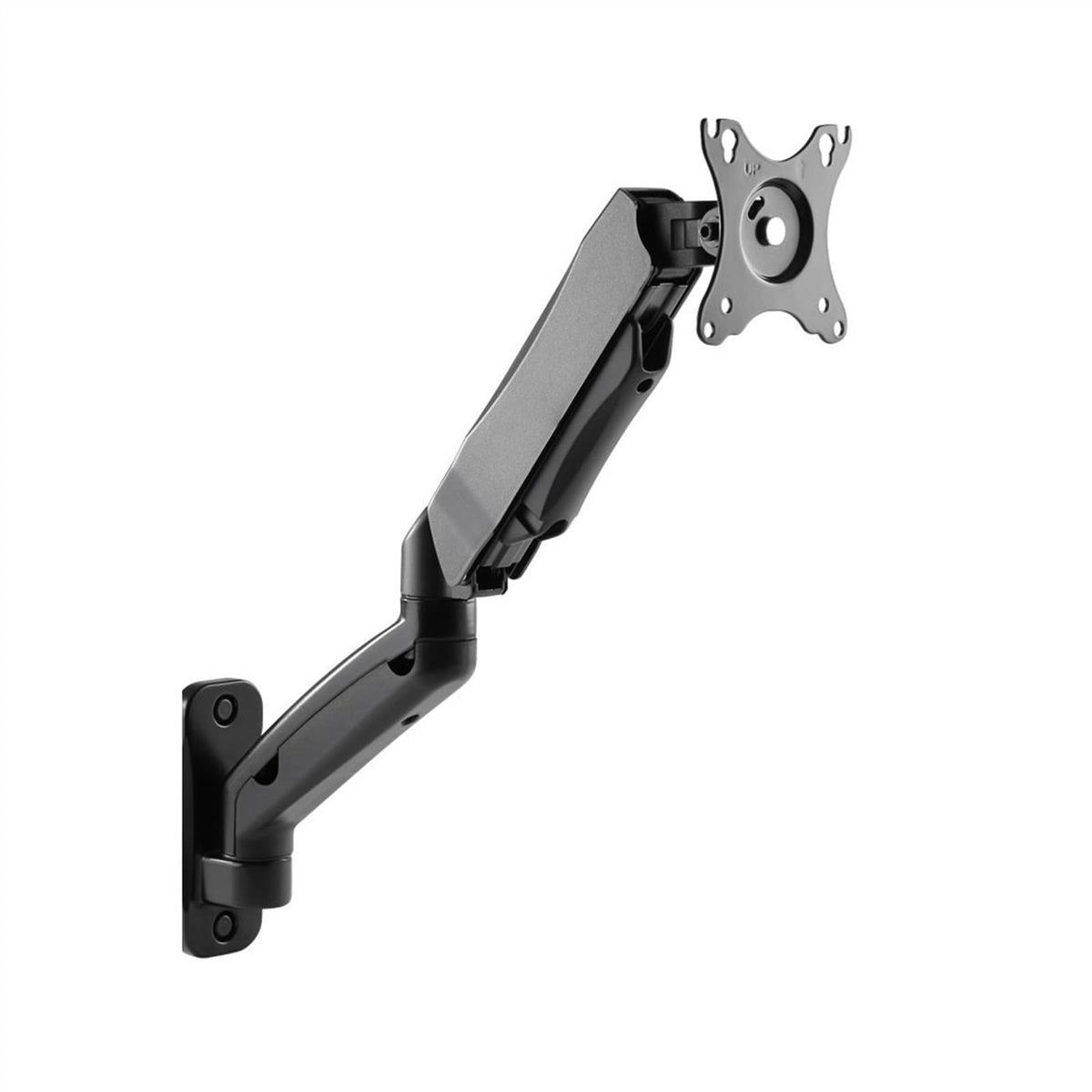 UYCVT Monitor Desk Mount Wall Mounted Single Monitor Arm for Max 32 Inch Screens, Fully Adjustable Gas Spring Monitor Mount Holds 2.2-19.8Lbs, Vesa 75X75Mm/100X100Mm, Black Com