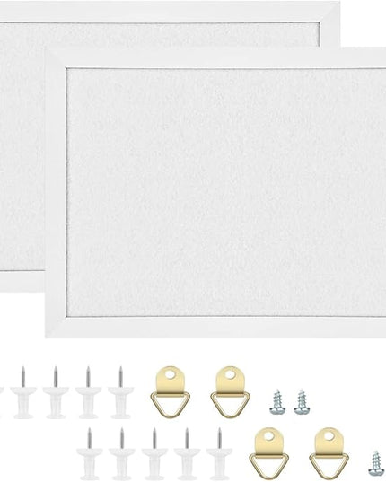 TORASO Cork Board Bulletin Board, Cork Boards for Walls with Pins, Eye Bolts, gaskets, Screws, Pin Board for Office, School and Home (White, 17“x23-2P)