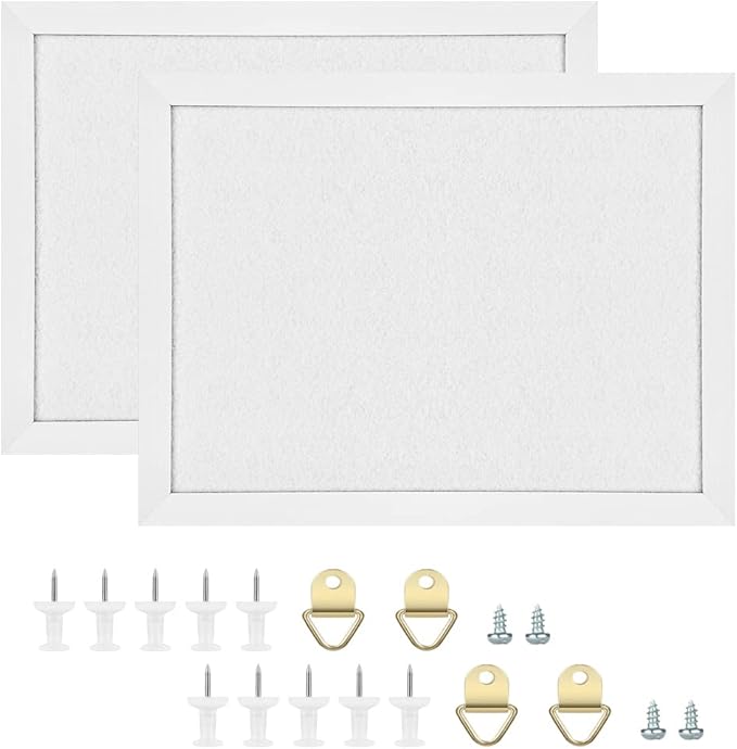 TORASO Cork Board Bulletin Board, Cork Boards for Walls with Pins, Eye Bolts, gaskets, Screws, Pin Board for Office, School and Home (White, 17“x23-2P)