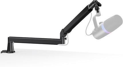 Low Profile Mic Arm, Cable Management Microphone Boom Arm, Full Aluminum Adjustable Mic Stand with Desk Clamp, 360°Rotatable Heavy Duty Microphone Stand for Streaming, Podcasting, Recording