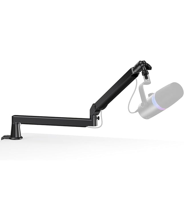 Low Profile Mic Arm, Cable Management Microphone Boom Arm, Full Aluminum Adjustable Mic Stand with Desk Clamp, 360°Rotatable Heavy Duty Microphone Stand for Streaming, Podcasting, Recording