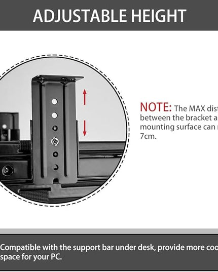 Under Desk Slide Out PC Mount with Anti-Scratch Sponge, Adjustable CPU Holder Bracket for Computer Tower (Black (Slide Access))