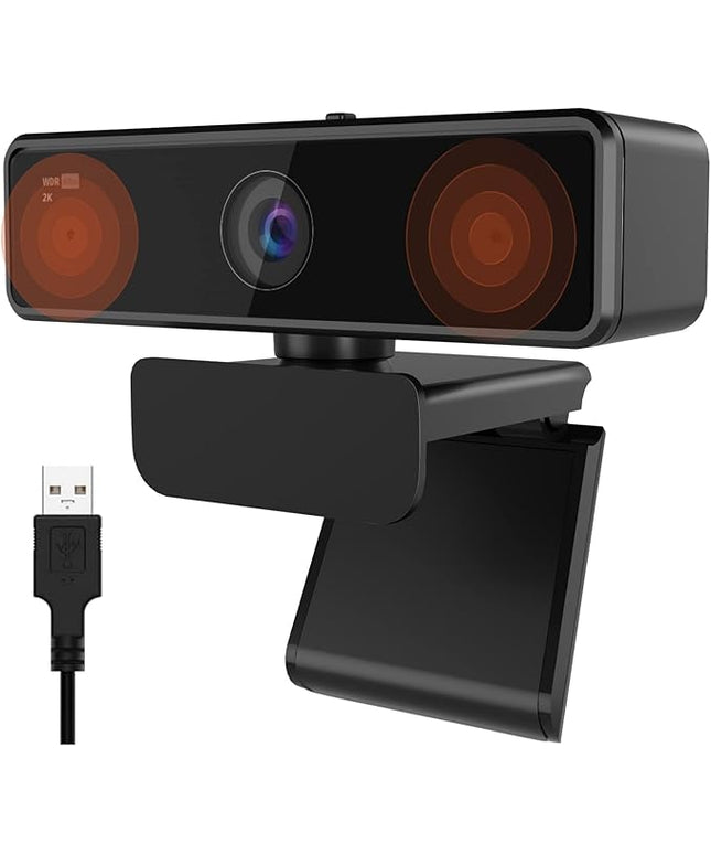 NUROUM V11 2K Webcam for PC, 1080P 60FPS USB Web Camera with Microphone, 1440P@30fps, 90° Wide-Angle, Privacy Cover, Plug&Play for Mac/Laptop/Desktop/Computer, for Zoom/Teams/Google Meet