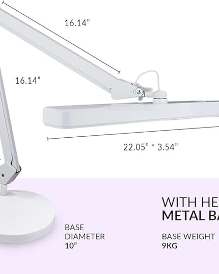 Neatfi XL 2,500 Lumens LED Task Lamp, 30W, 162 Pcs SMD LED, Dimmable, Eye-Caring, Desk Light for Home, Office (Non-CCT with Base, White)