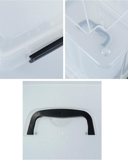 10 L Plastic Clear Storage Box, Plastic Latching Box with Lid, 6-PACK