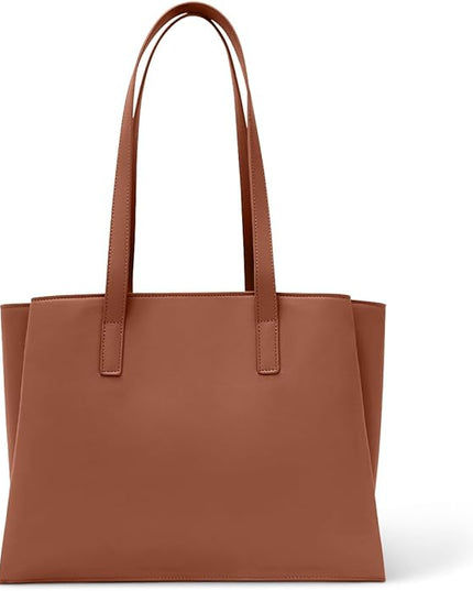 Work Tote Bags for Women 14 Inch - Work Bag Laptop Bag with Zip Compartments - Large PU Leather Office Computer Briefcase
