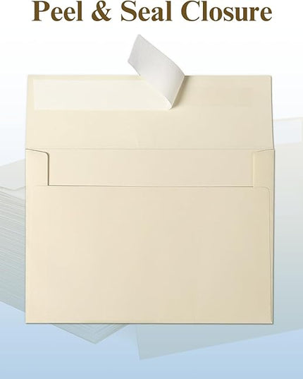 Ivory Blank Cards and Envelopes (Unfolded), Goefun 5x7 Flat Cream Cardstock and A7 Envelopes Self Seal 100 Pack for Wedding, Invitations, DIY Greeting Cardstock, Thank You Cards & All Occasion