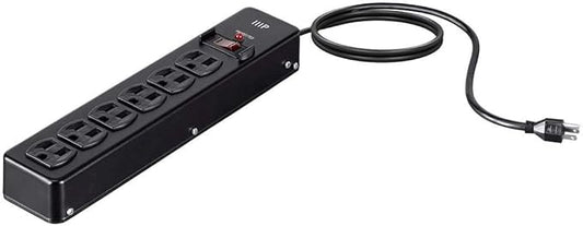 Monoprice Heavy Duty Metal Surge Protector - 6 Outlet Power Strip, 540 Joules, UL Certified, 6 Feet Cable, Black