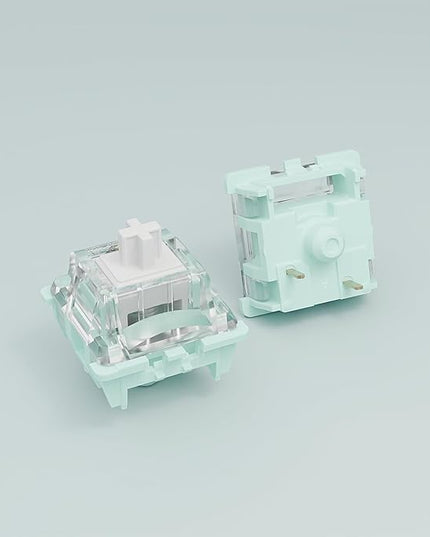 Jade Series 3.0 White Linear Keyboard Switches,3-Pin 38gf 20mm Dual-Stage Spring Pre-lubed Switches for MX Mechanical Keyboard(White,108Pcs)