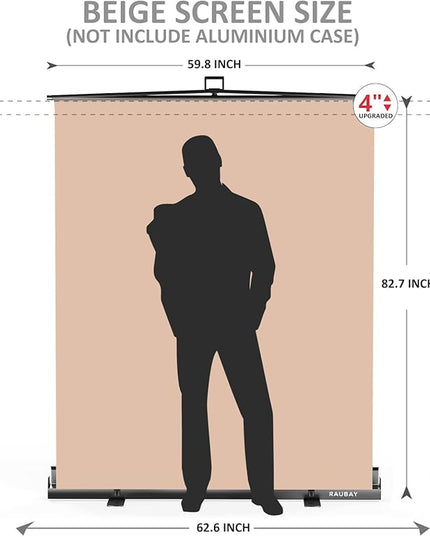 【Easy Set Up】 RAUBAY 59.8 x 82.7in Collapsible Beige Backdrop Screen Portable Retractable Panel Photo Nude Background with Stand for Video Conference, Photographic Studio, Streaming