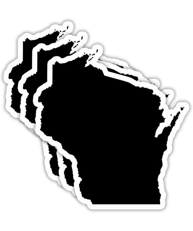 (3PCS) Wisconsin State Map Stickers, US State Stickers - Waterproof Vinyl Decals for Tumblers, Water Bottles, Laptops, Books, Scrapbooks, Great for Wisconsin Lovers 3 x 2.7 Inch