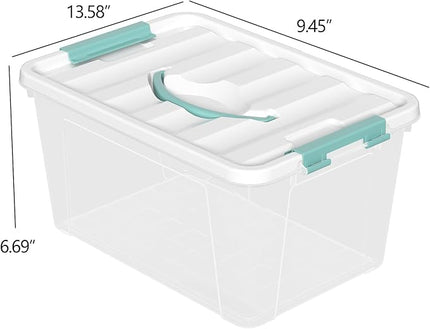 Xyskin 14 Quart Clear Storage Bins with Lid and Green Handle, Storage Latch Box/Bin Organizing Container