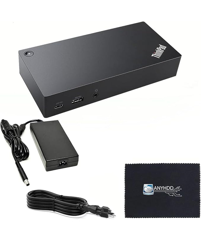 40A90090US Dock Dual Monitor Bundle with 90W AC Adapter + Microfiber Cloth (Renewed)