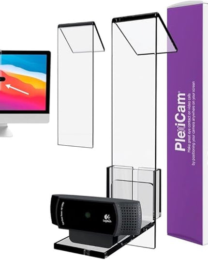 PlexiCam Pro V2 | Center Screen/Middle Screen Webcam Mount | Position Any Webcam (Not Included) Anywhere/Any Screen (Laptops-32) | Tripod gooseneck teleprompter Alternative for Eye Contact Audience