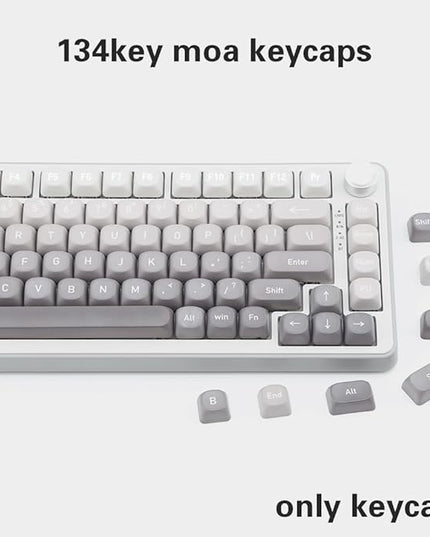 134 Keys MOA PBT Keycaps Set for Cherry Gateron MX Switches Mechanical Keyboard Key Cap (Gradient Gray)