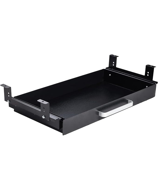 OSteed Under Desk Drawer Organizer 21" Black Upgraded with Adjustable Brackets, Sliding Pull-Out Under Table Pencil Drawer, Office Standing Desk Attachment for Workbench