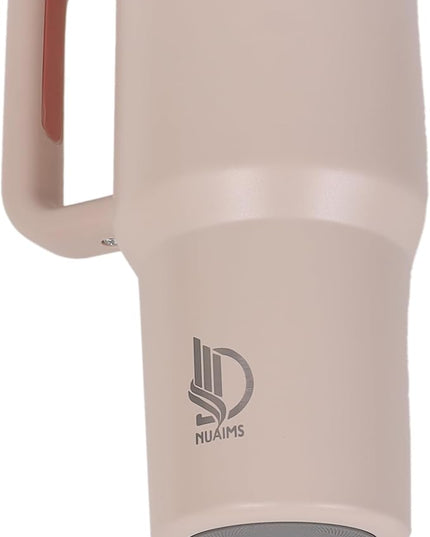 40oz Insulated Tumbler with Handle, Leakproof Straw Lid & Carry Handle - Double Wall Vacuum Insulation Keeps Ice 24 Hours, BPA Free Stainless Steel Water Bottle (Seashell)