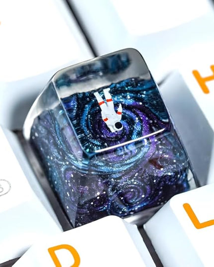 Aesthetic Galaxy Astronaut Artisan Keycap R1 SA Profile Custom Astronauts Keycaps 1U ESC Space Explorer Handmade Gaming Resin Key Cap Cherry MX Switch Compatible Mechanical Keyboard Space Lover Gift