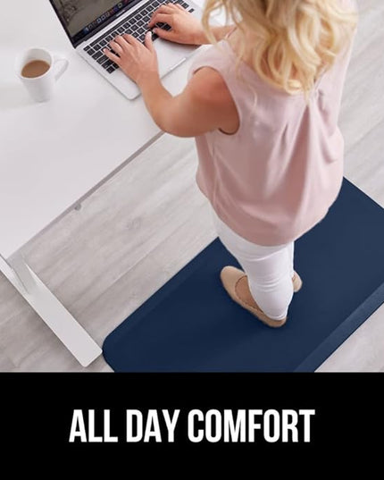 GORILLA GRIP Comfortable Cushioned Kitchen Mats for Floor, 48x20, Waterproof and Stain Resistant Soft Top, 3/4 Inch Thick Ergonomic Standing Desk Anti Fatigue Mat, Foam Supports Ankles and Feet, Navy