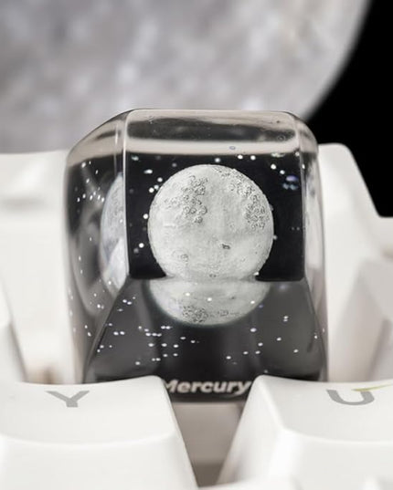 Mercury Planet Artisan Keycap R1 SA Profile Custom Solar System Planets Keycaps 1U ESC Handmade Resin Gaming Galaxy Key Cap Cherry MX Switch Compatible Mechanical Keyboard Space Lover Gift