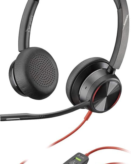 Plantronics Poly - Blackwire 8225 Wired Headset with Boom Mic Dual-Ear (Stereo) Computer Headset - USB-A to Connect to Your PC/Mac - Active Noise Canceling-Works with Teams (Certified), Zoom &More