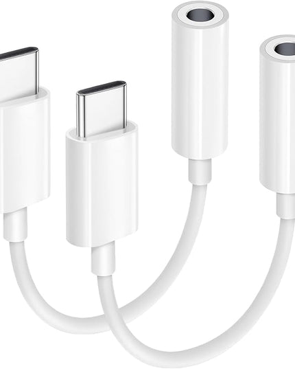 USB-C to 3.5mm Audio Headphone Adapter, 2-Pack Type C to Jack Dongle Adapter Cable Cord Compatible with Apple iPhone 17/16/15/Pro/Max/Plus, iPad, MacBook, Samsung Galaxy S24/S23/S22/ Ultra, Pixel
