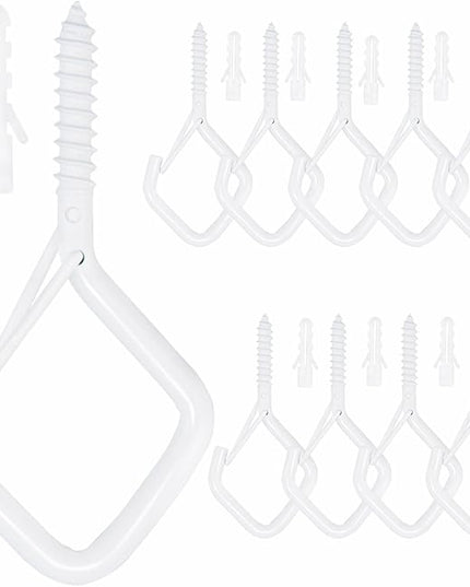 10PCS Eye Screw Hooks for Hanging Heavy Duty with Safety Buckle.Metal Ceiling Hooks for Hanging Plants,Cup,Wind Chime,Bird Feeders,christmas String Lights at Indoor&Outdoor,2.36 Inch(No Drill Bit)