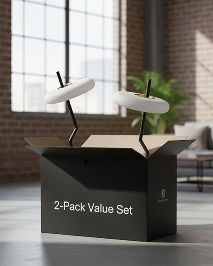 Small Bedside Table Lamp for Bedroom, Touch Control Nightstand Light, Dimmable Desk Fixture with Outlet, Modern Farmhouse Style for Reading, Living Room, Office, Home Decor (2-Pack)