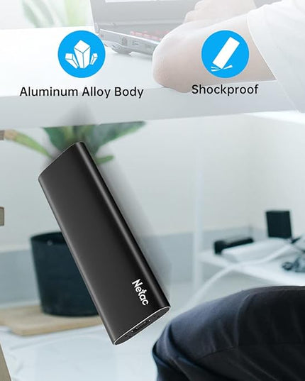 Netac 250GB Portable SSD USB 3.2 Gen 2 (10 Gbps, Type-C) External Solid State Drive Backup Slim Portable Drive for File Storage/Business Travel Essential, Rapid Read & Write Low Noise, Zslim