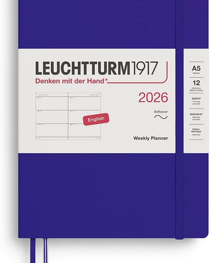 LEUCHTTURM1917 - Weekly Planner 2026, Softcover, Medium (A5), Ink (Jan 1 - Dec 31, 2026)