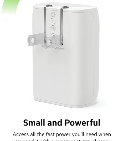 Belkin USB C Charger Block 30W, Fast Charging - iPhone 17, Air, Pro, Pro Max, Samsung Galaxy S25, iPad, AirPods, Apple Watch, Nintendo Switch 2 & More - White