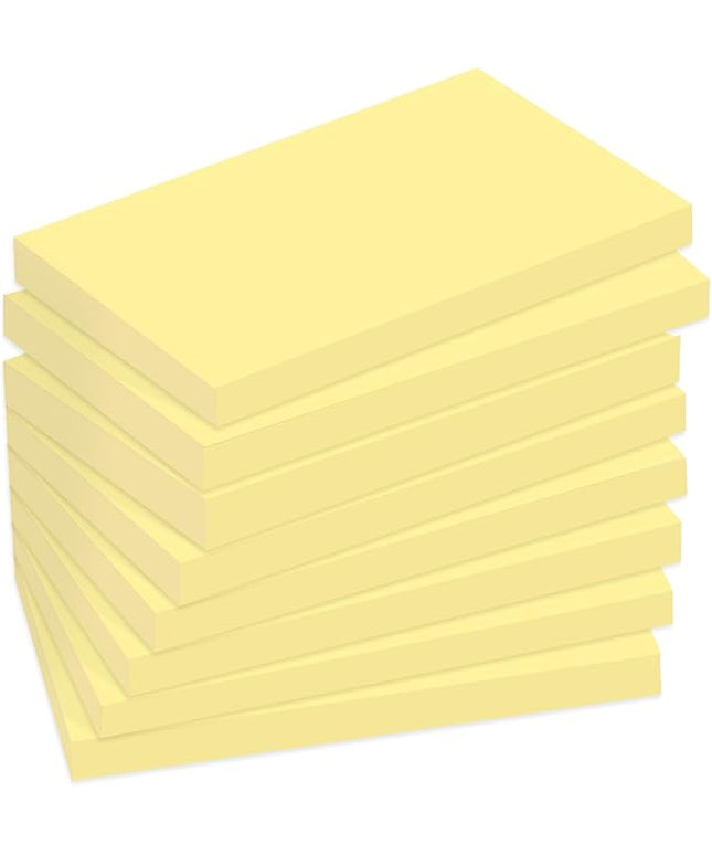 12 Pads Large Sticky Notes Yellow,3 x 5'' Self-Stick Notes Pads Recyclable,100 Sheets/Pad Super Sticking Power 76x127mm,1200 Sheets Clean Removal Sticky Notes Easy to Post for Note Taking,to Do Lists