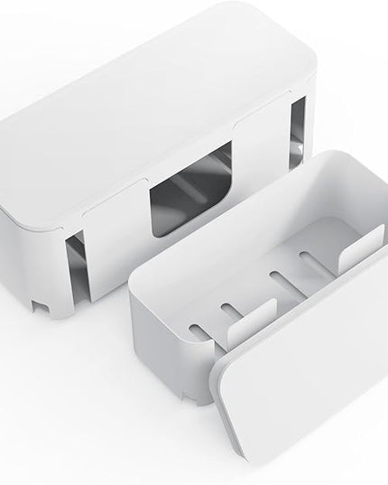 Power Strip Cover Box - Hide Power Strip for TVs and Computers, Electrically Safe Cord Organizer Box, Cord Box Crafted from Durable ABS Material (2pack,White)